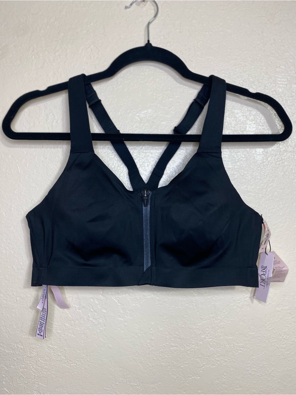 Victoria's Secret Black Front-Zip Support Sports Bra